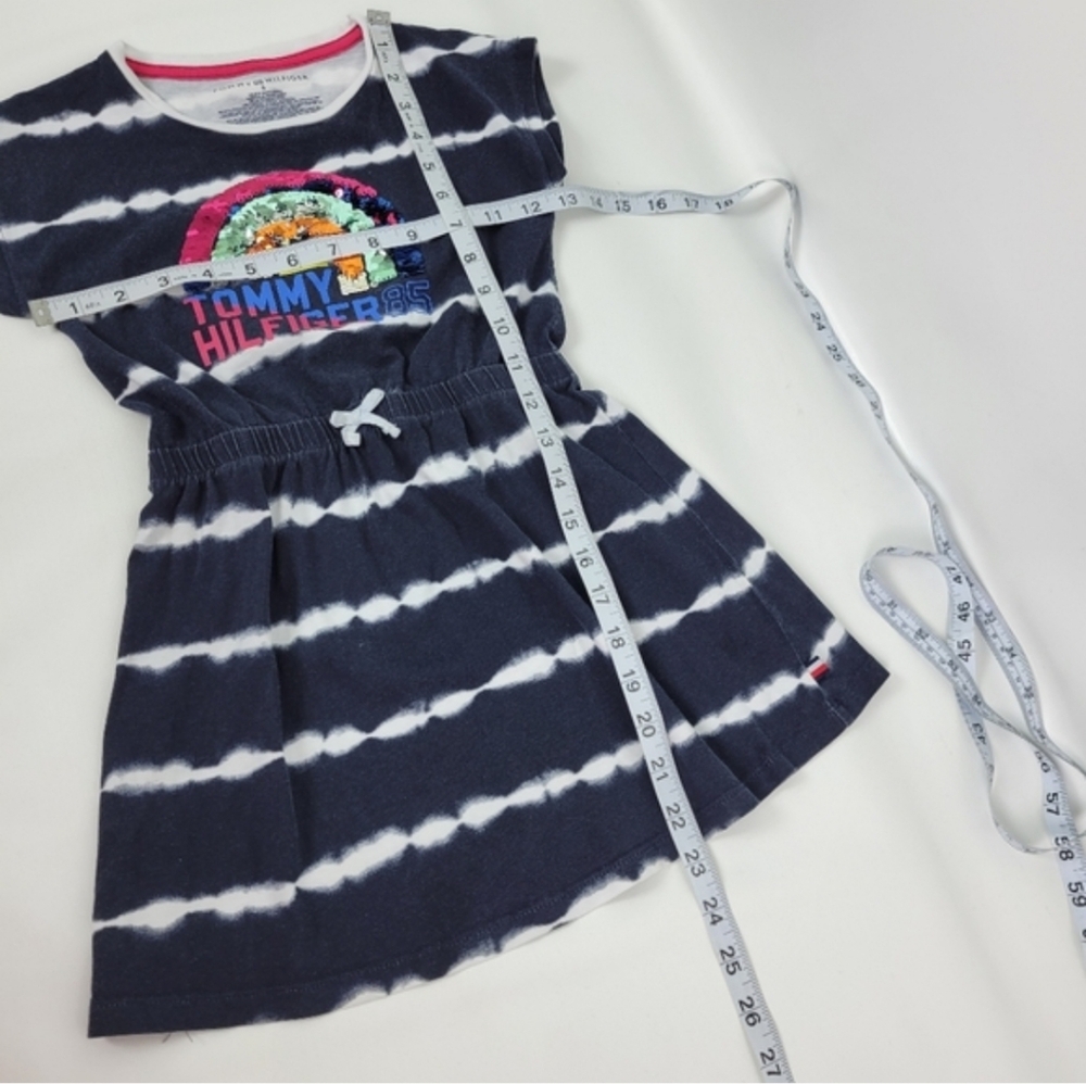 Tommy Hilfigure 100% Cotton Girls Striped Tie Dye Dress Sz 6 - Picture 6 of 6